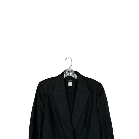 J.Crew Black Single Breasted Corporate Office Work Career Linen Blazer Size 8 - Picture 3 of 11